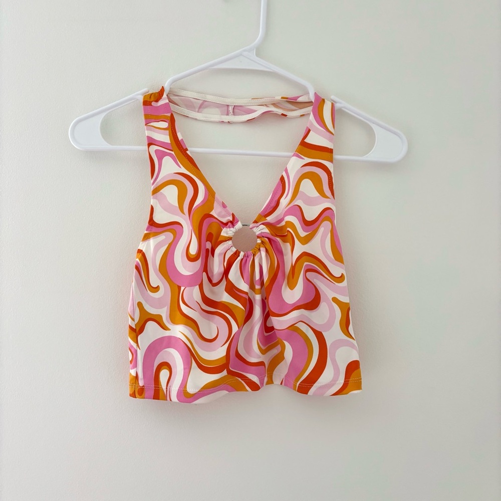 H&M Wavy Pattern Halter Top Pink and Orange